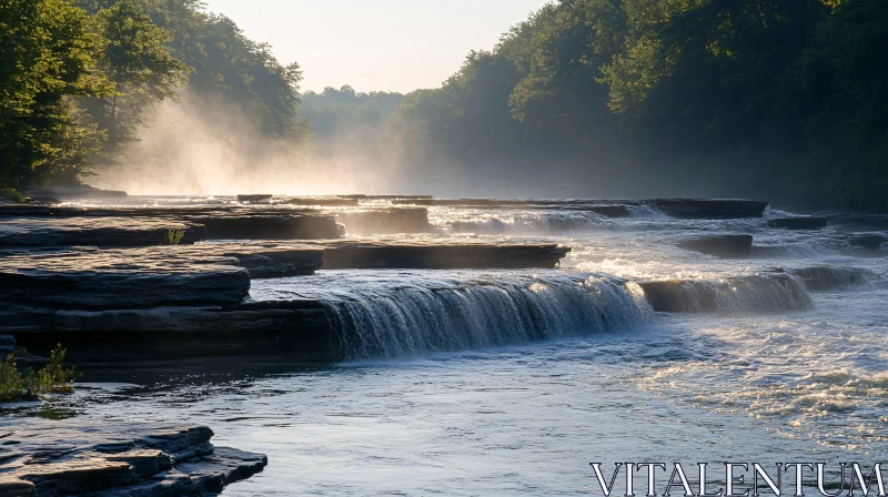 AI ART Ethereal Waterfall Scene