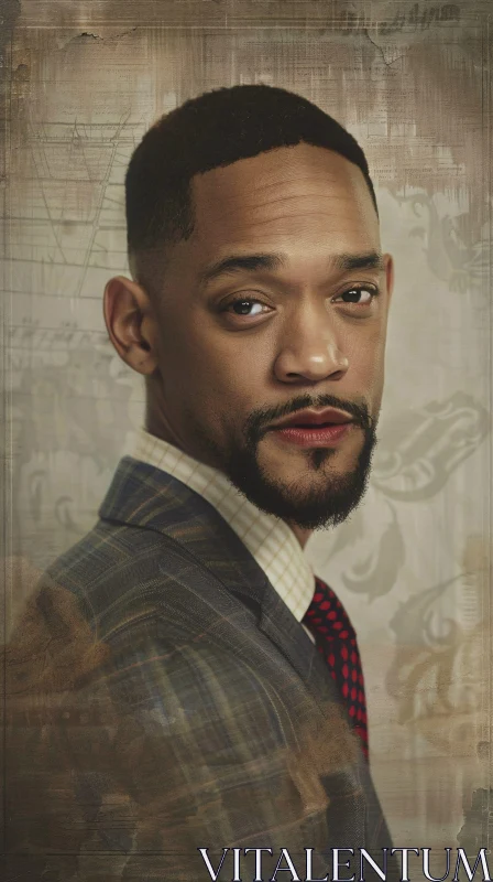 Will Smith in Checkered Suit Portrait AI Image