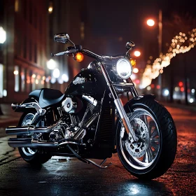 Urban Motorcycle at Night