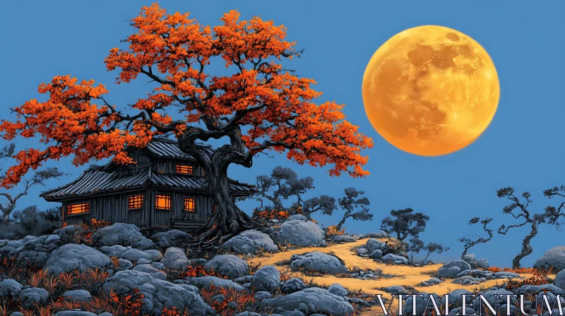 Autumn Night at Japanese House AI Image