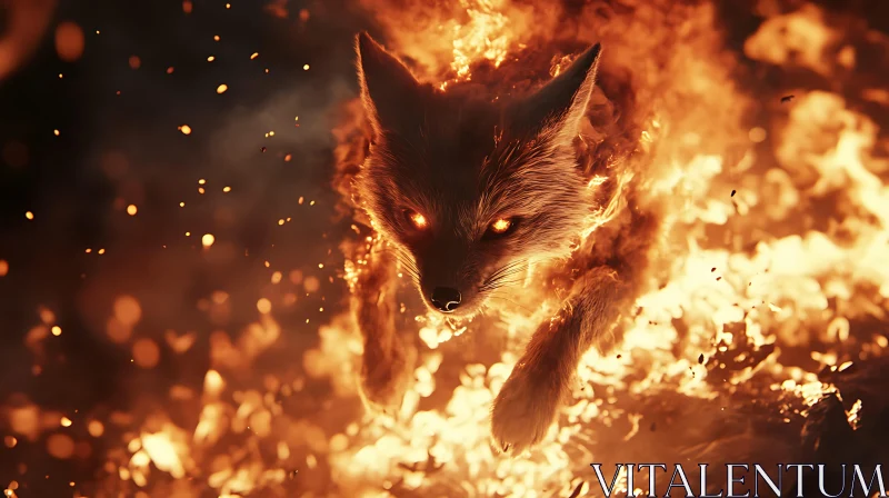 Fox on Fire: A Symbol of Resilience AI Image