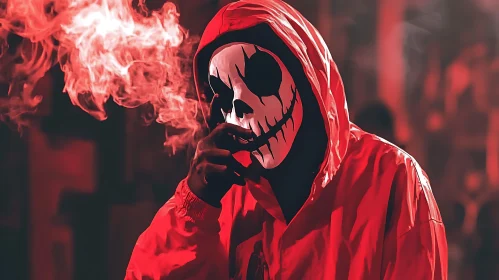 Red Smoke and Skull Mask