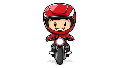 Cheerful Cartoon Motorbike Rider