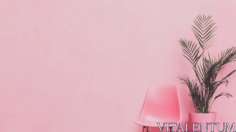 AI ART Minimalist Pink Aesthetic with Chair and Plant