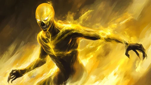 Golden Fire Demon Fantasy Art