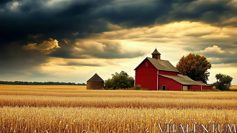 Rural Landscape with Barn AI Image