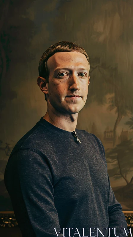 AI ART Mark Zuckerberg in a Reflective Stance