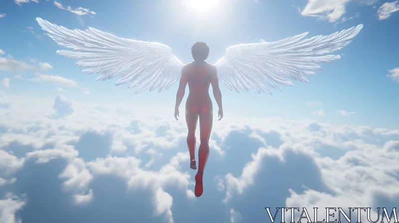 Winged Figure in the Sky AI Image