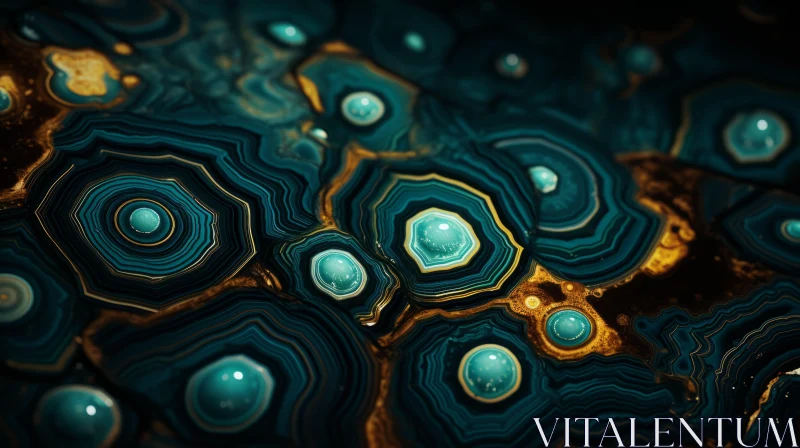 AI ART Blue and Gold Abstract Artwork with Focus Stacking
