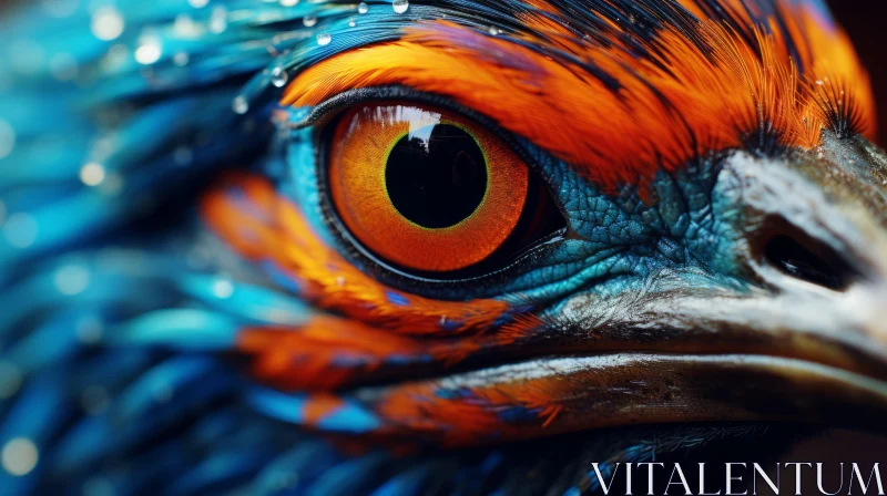 Captivating Bird Gaze with Blue and Orange Eyes AI Image