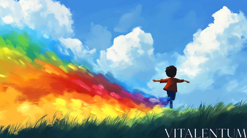 Rainbow Trail Childhood Joy Art AI Image