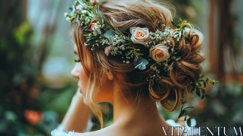 Enchanting Flower Crown Portrait of a Young Woman AI Image