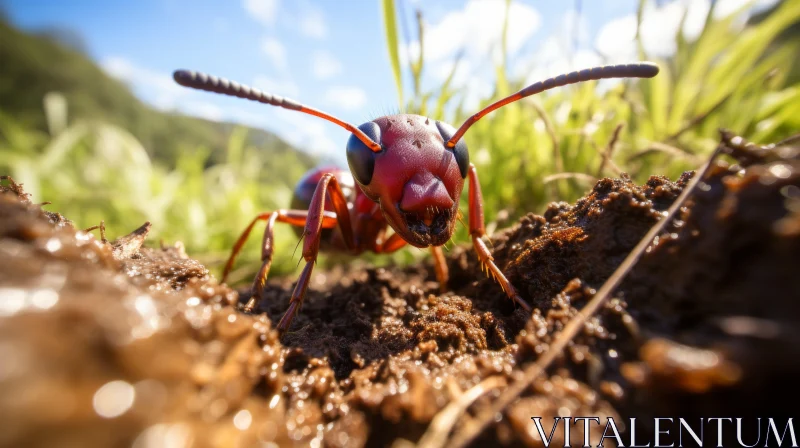 Ultraviolet Photography: Red Ant Inside Dirt Hill, Art of Tonga AI Image