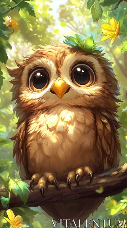 AI ART Adorable Owl Illustration in Nature