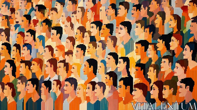 AI ART Digital Crowd: Pixelated Portrait Art