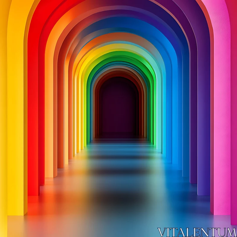 Colorful Arches Tunnel AI Image