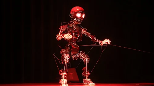 Translucent Robot in Red Ambiance