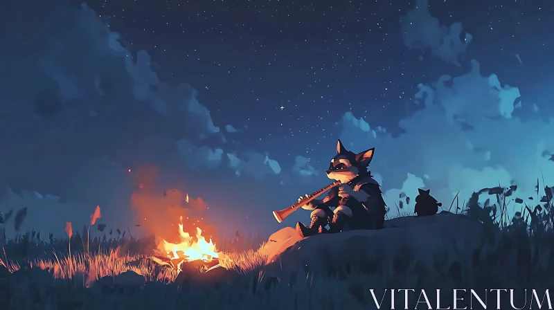 AI ART Campfire Serenade Under the Stars