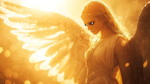 Serene Angel in Golden Radiance