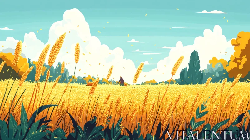 AI ART Scenic Wheat Field Landscape