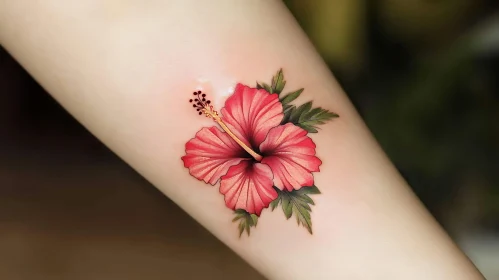 Intricate Red Hibiscus Tattoo Design