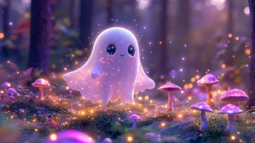 Whimsical Ghost in Mushroom Glade