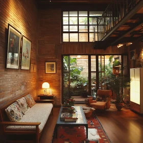 Brick Wall Living Room Interior