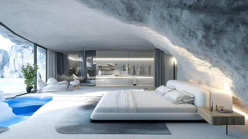 Unique Cave Interior with Modern Bedroom