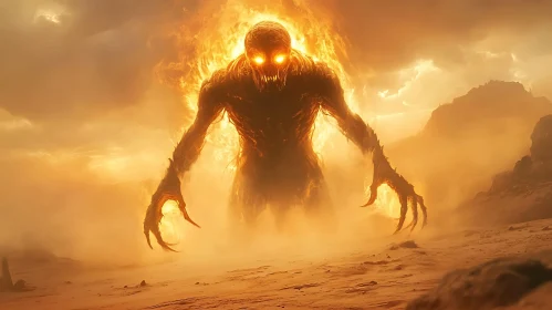 Fiery Demon in Barren Landscape