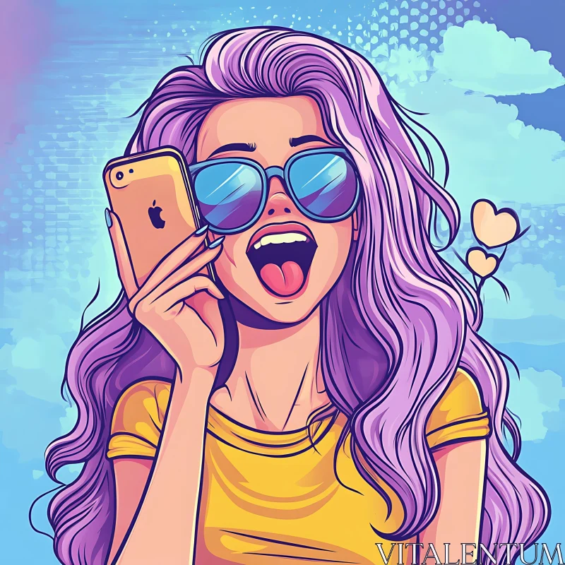 AI ART Stylish Woman Selfie with Phone