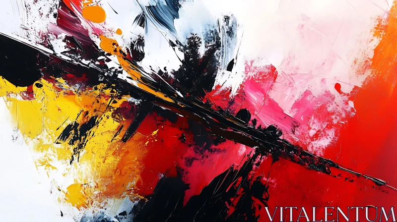 Energetic Abstract Painting with Bold Splashes AI Image