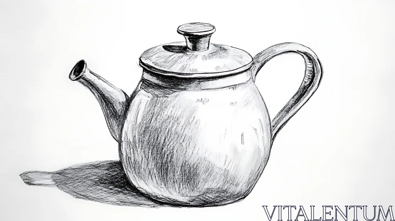 AI ART Detailed Teapot Sketch in Black and White