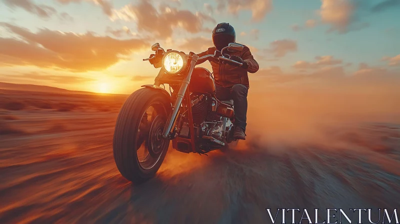 Motorcycle Ride at Sunset AI Image