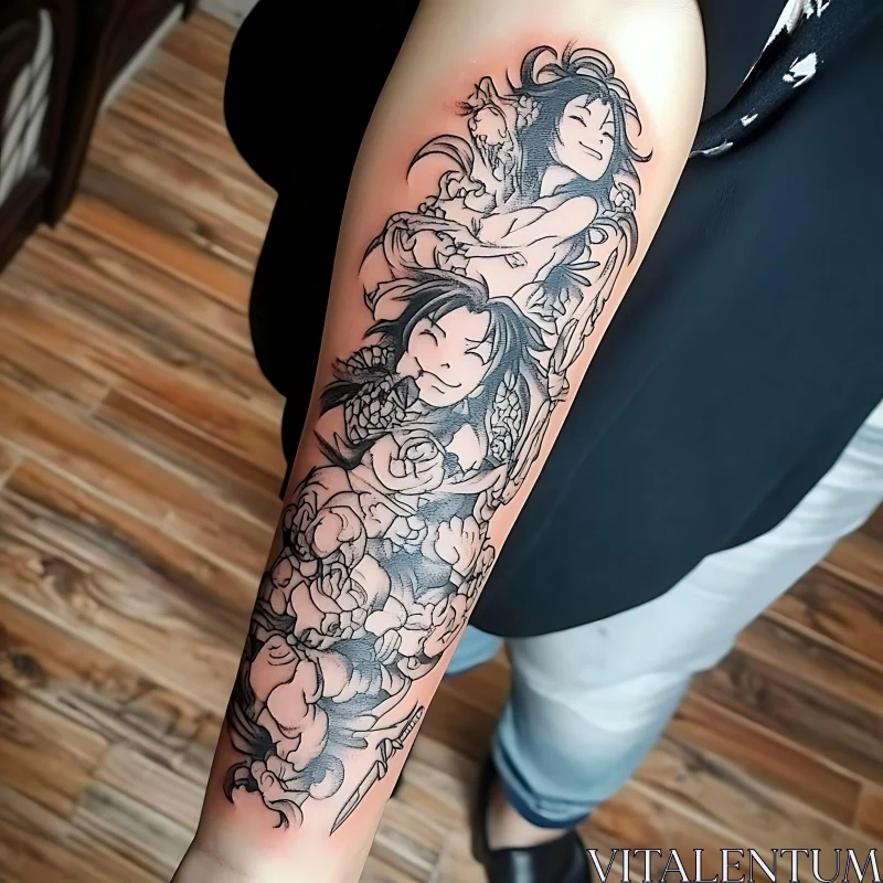 Detailed Arm Tattoo Art AI Image