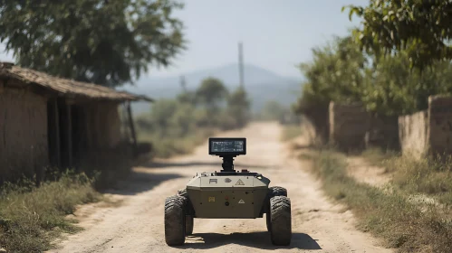 AI Robot Navigating Countryside