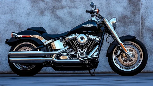 Black Motorcycle with Chrome Elements