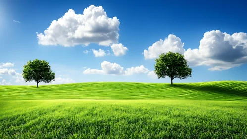 Lush Meadow Under Azure Sky