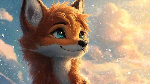 Cartoon Fox with Blue Eyes