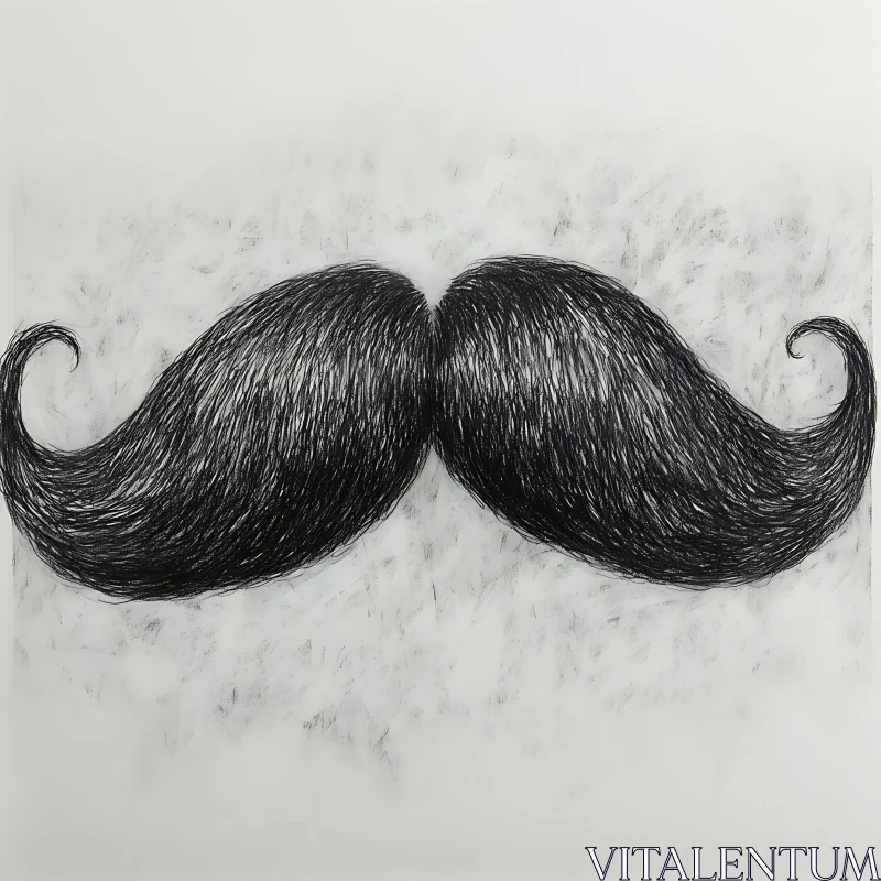 Monochrome Mustache Art - Detailed Line Work AI Image