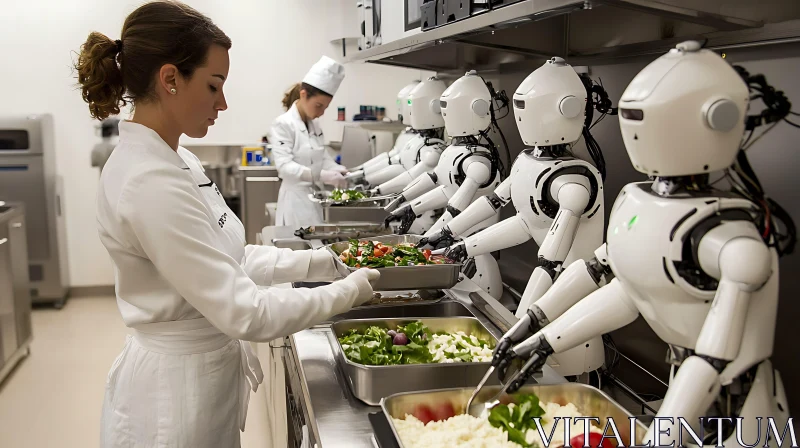 AI ART Future Kitchen with Robot Chefs