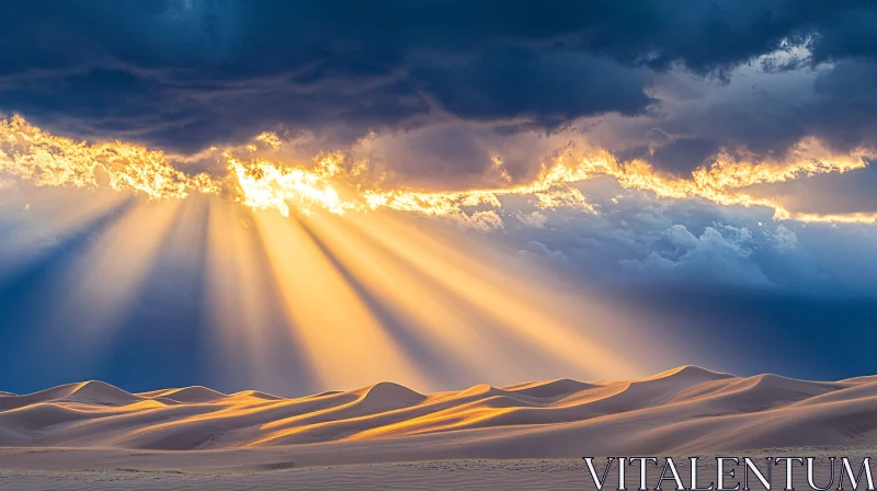 AI ART Golden Sunlight Over Desert Dunes