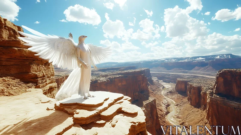 Winged Figure in Canyon Vista AI Image