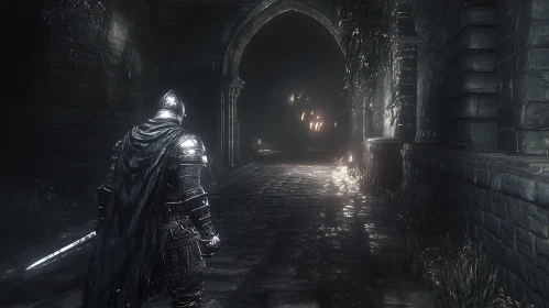Armored Knight at Dark Entrance