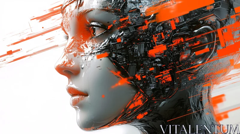 High-Tech Cyborg Profile Art AI Image