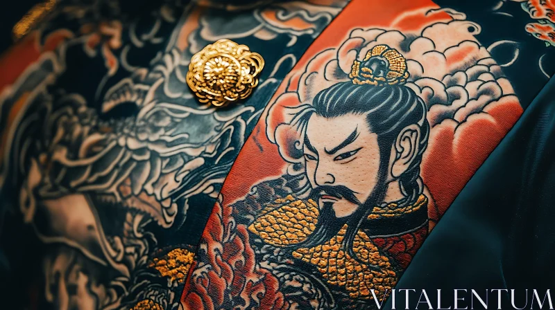 Intricate Japanese Warrior Tattoo Design AI Image