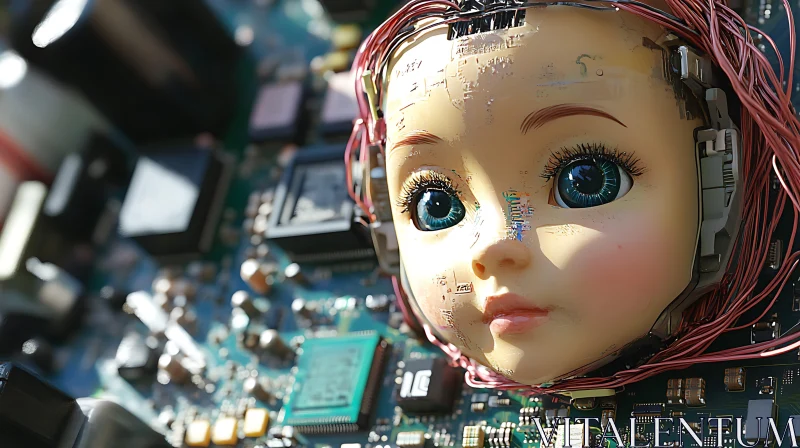 Electronic Doll with Cyborg Interface AI Image