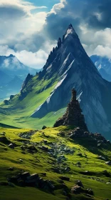 Breathtaking Mountain Landscape with Fantastical Elements