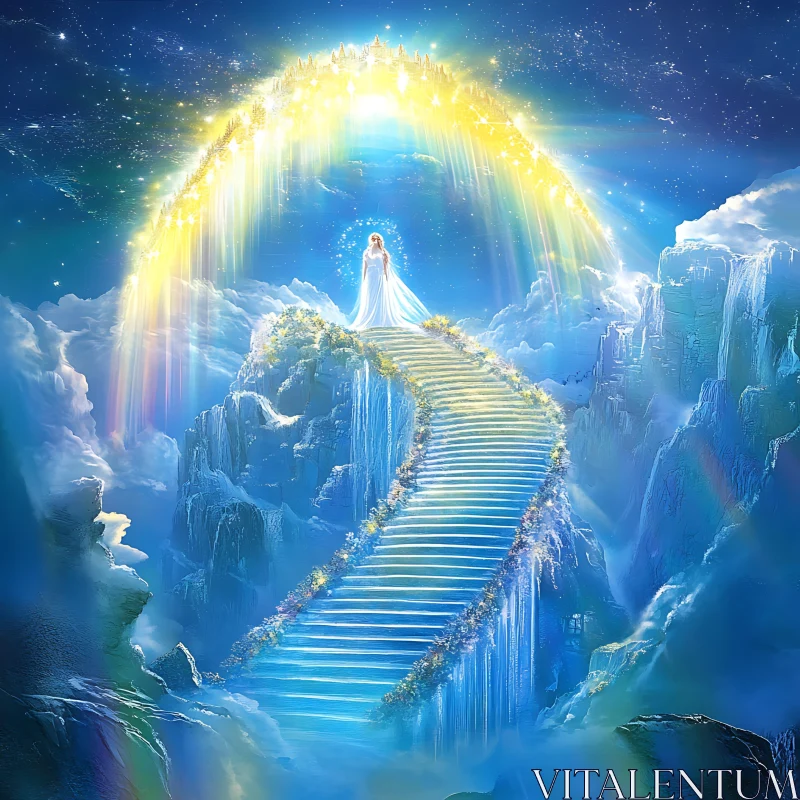 AI ART Angel on Stairway to Heaven Art