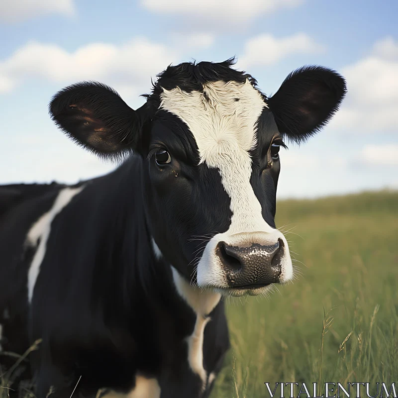 Black and White Cow Close-Up AI Image