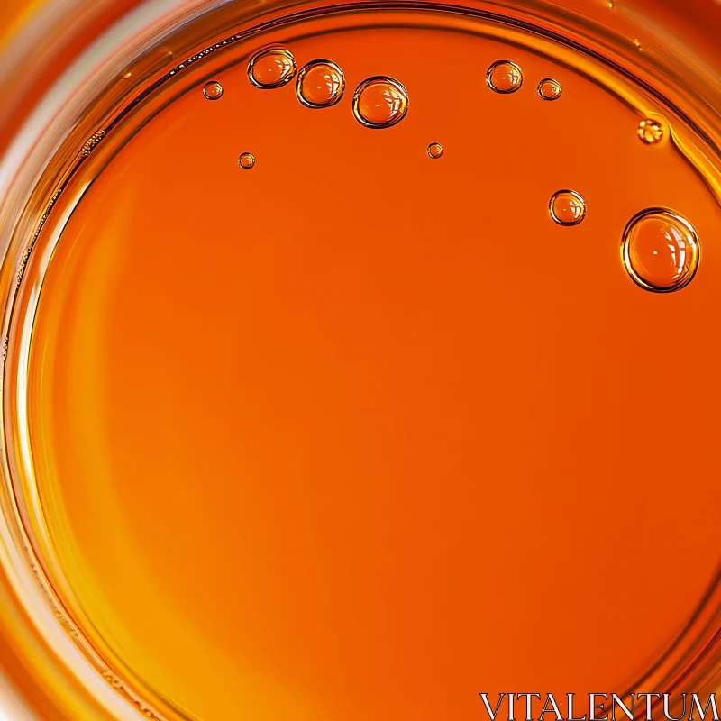 AI ART Macro Shot of Orange Liquid with Bubbles